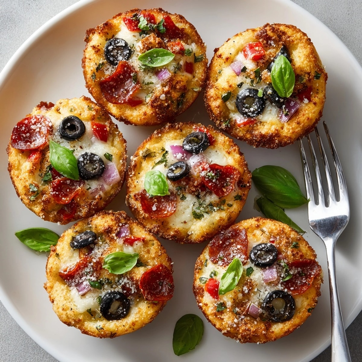 Mini Melty Mashup Pizza Pot Pie Cups served warm on a plate, perfect for family dinner or game night