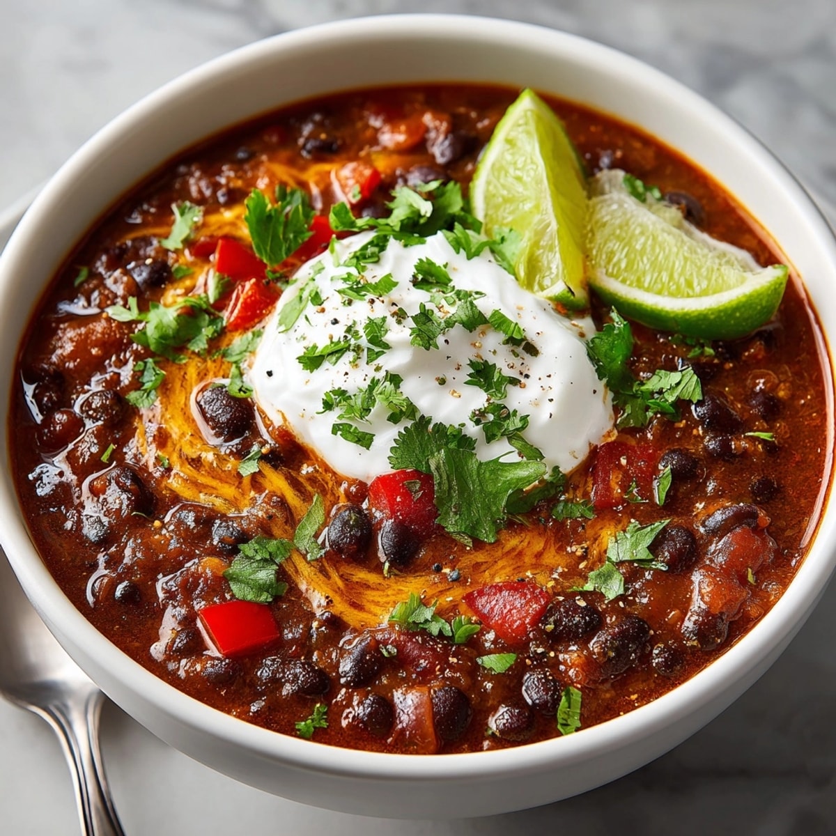 This vibrant Smoky Pumpkin Black Bean Chili simmers, a rich, warming bowl, perfect for fall.