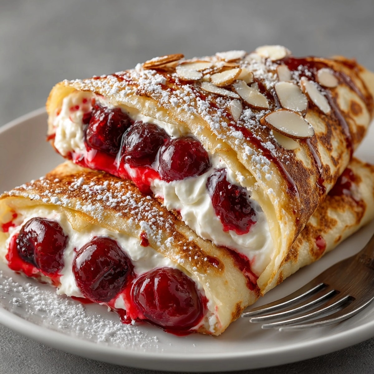 Warm cherry pie filling wrapped in a toasted tortilla, a perfect start: Cherry Pie Filling Breakfast Wraps!