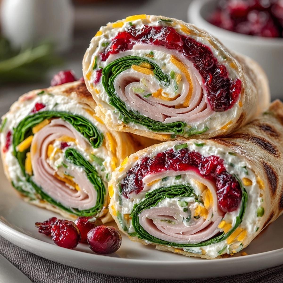 Holiday Party Pinwheel Wraps with Cranberry offer a refreshing appetizer, showcasing colorful pinwheels arranged on a platter.