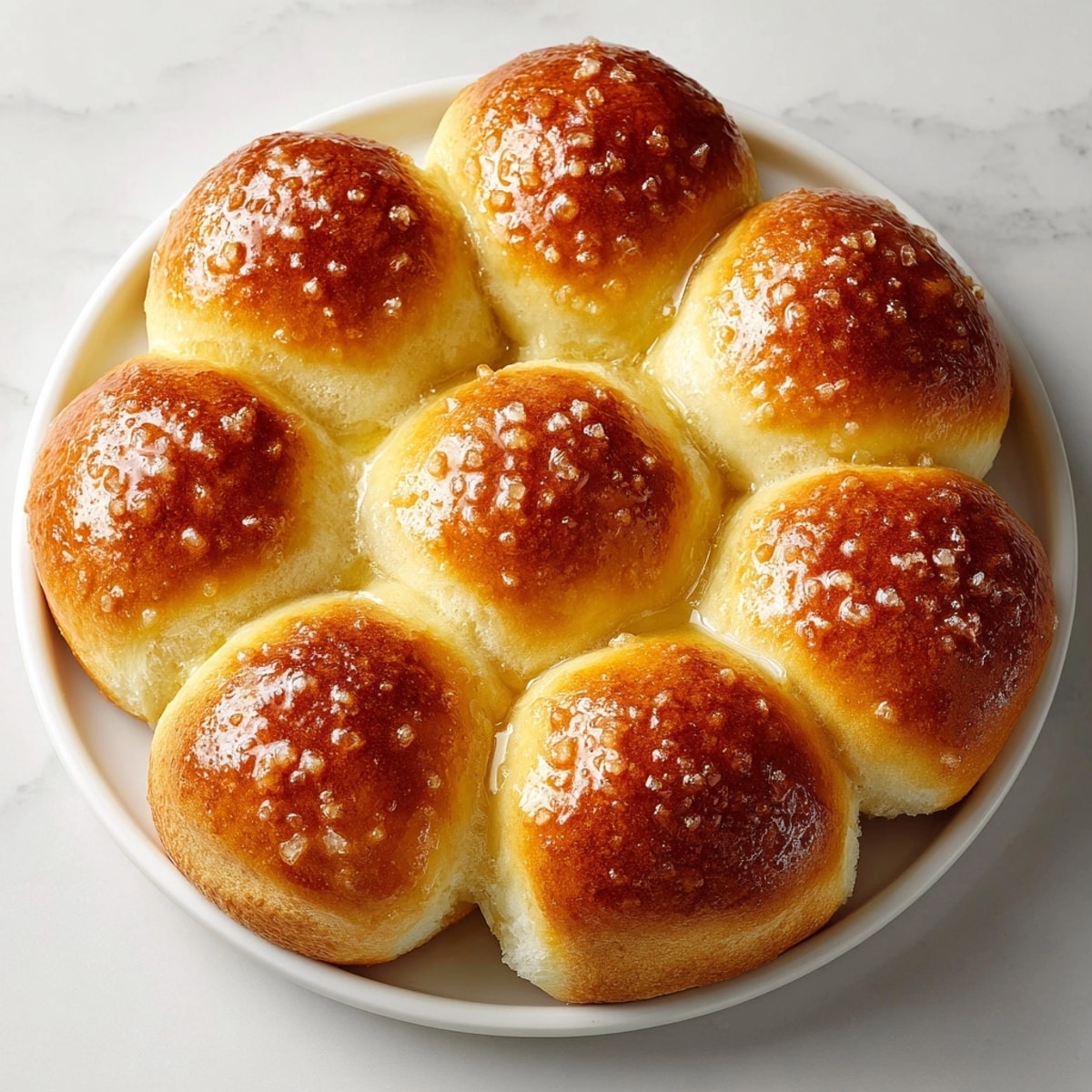 A close-up of soft, homemade honey butter dinner rolls, ready to be enjoyed with family.