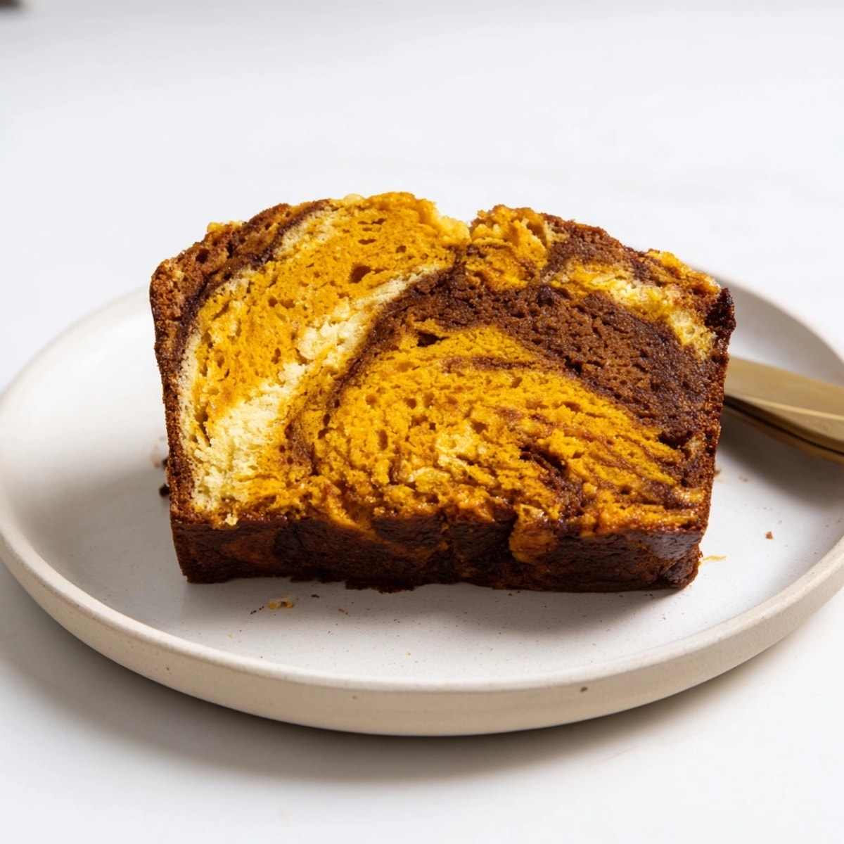 Homemade Cream Cheese Swirled Pumpkin Bread baking, filling the kitchen with cozy fall aromas.
