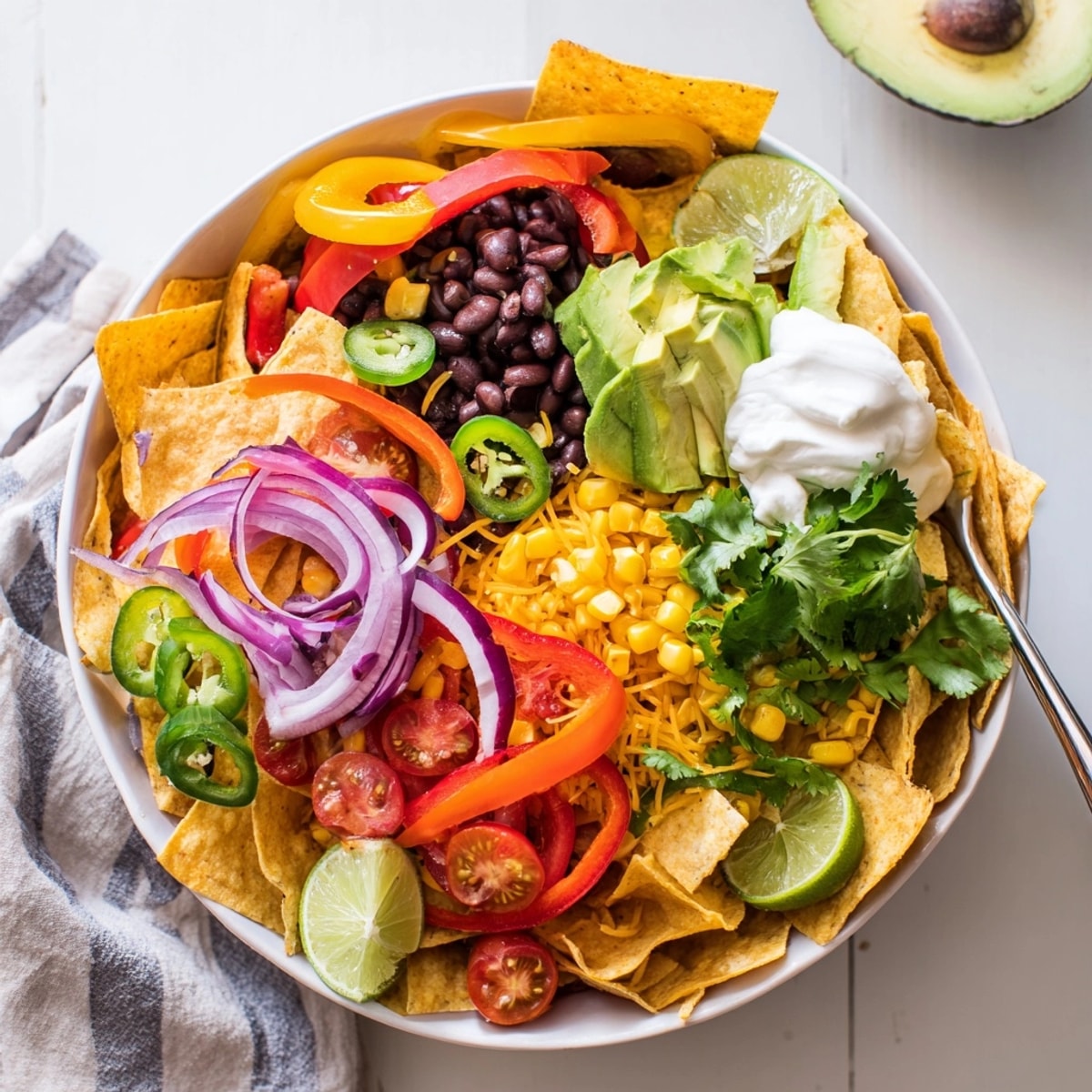 Imagine the aroma of roasted vegetables and melted cheese in this delicious Veggie Nacho Bowl.