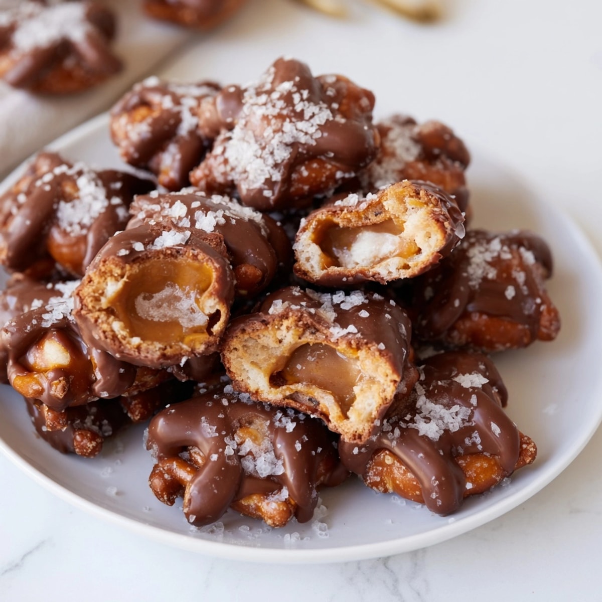 Creamy, sweet, and salty Peanut Butter Salted Pretzel Bites—a crunchy, chocolate-dipped treat.