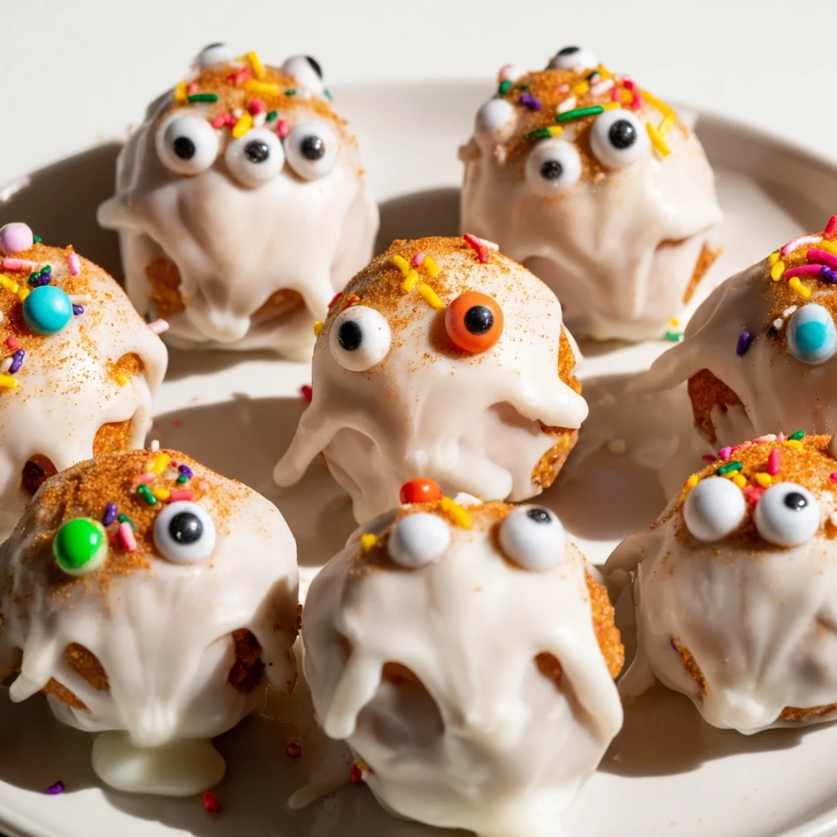Deliciously spiced sweet potato cake balls, coated in white chocolate and cinnamon sugar.  