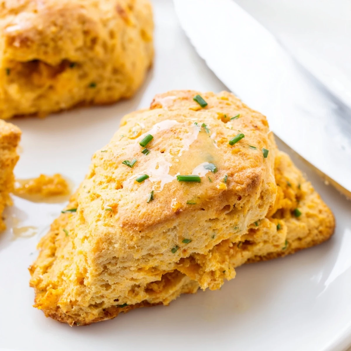 Savory Buffalo Ranch Chai Pumpkin Cake Scones, golden-brown with spices and delicious ranch notes.