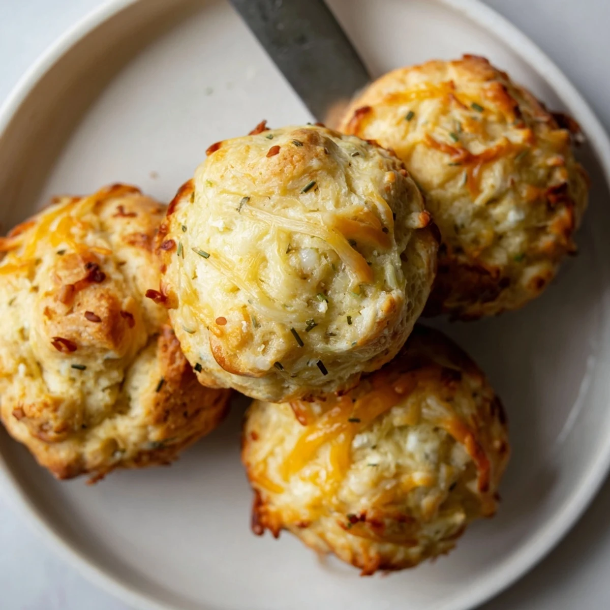 Delicious Cheesy Pretzel Chili Garlic Biscuit Muffin Balls served warm, perfect for snacking or appetizers.