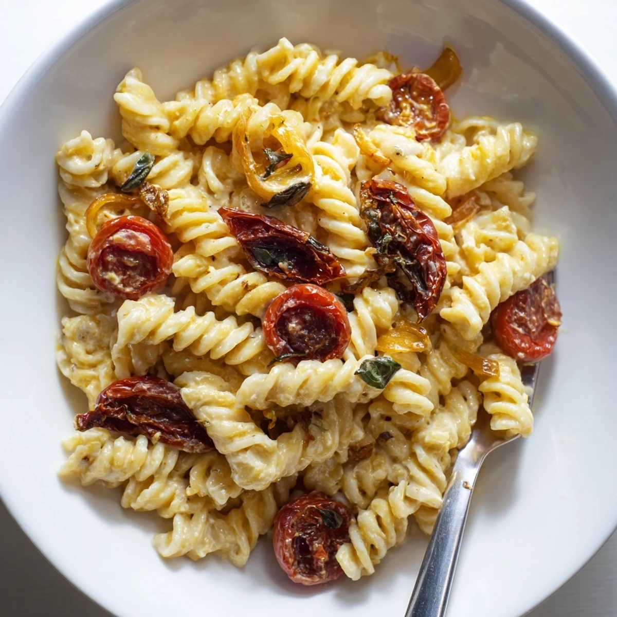Creamy baked feta pasta 2.0 with caramelised onions and sun-dried tomatoes shines.  