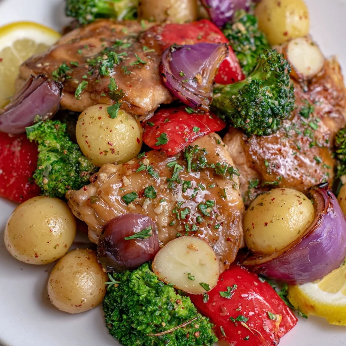 Aromatic Lazy Gourmet Chicken & Vegetable One-Pot, featuring juicy chicken and vibrant veggies.  