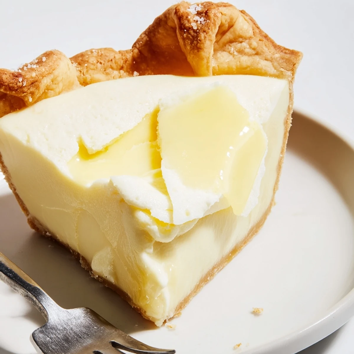 Creamy Water Pie with a golden crust, served chilled for a nostalgic treat.  