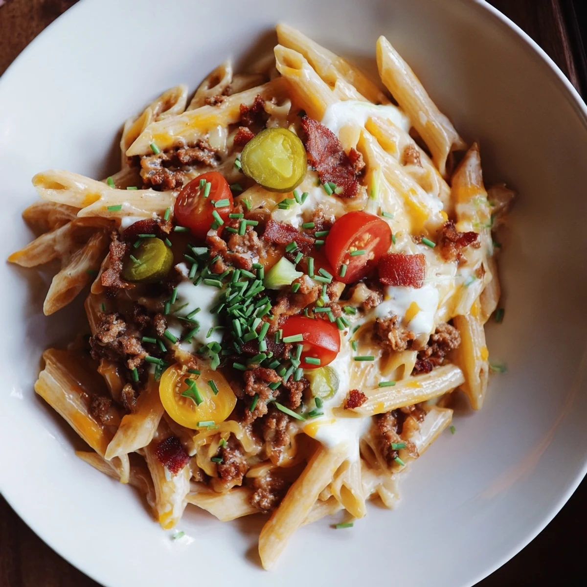 Creamy Bacon Cheeseburger Pasta Bake, perfect for a cozy weeknight dinner shared with loved ones.