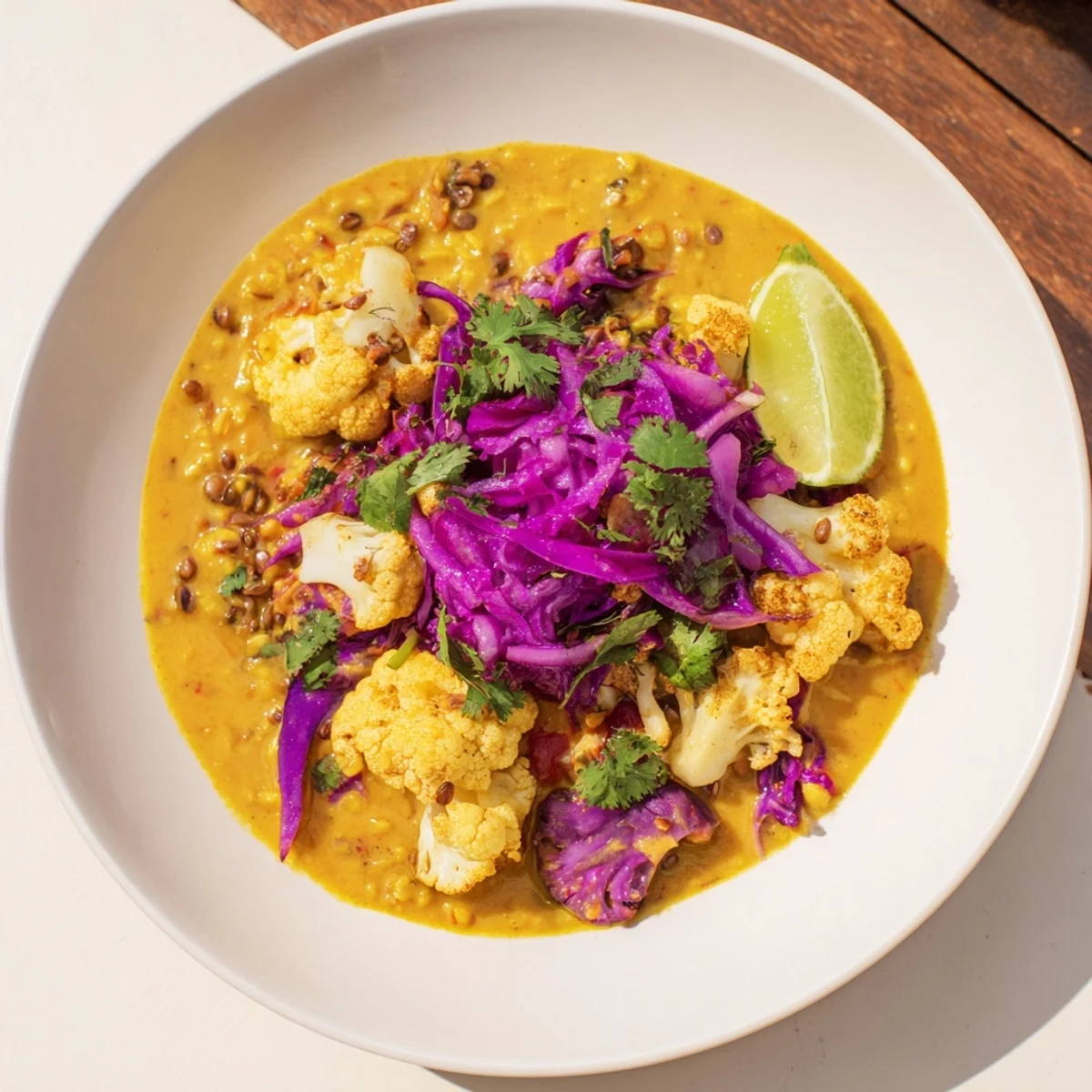 Red Cabbage Cauliflower Dhal