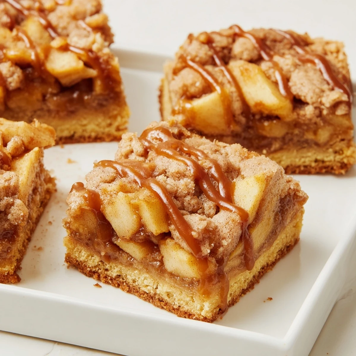 These homemade Caramel Apple Cookie Bars feature a golden-brown top, promising a delicious bite.