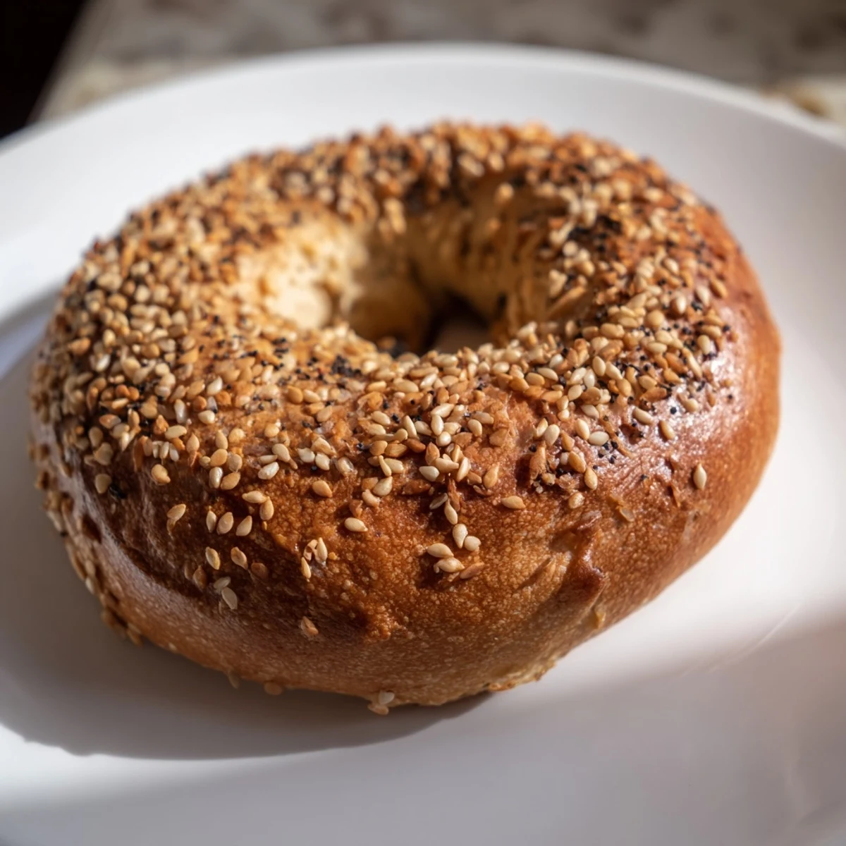 Warm, golden-brown Homemade Budget Bagels, fresh from the oven, ideal for a morning treat.