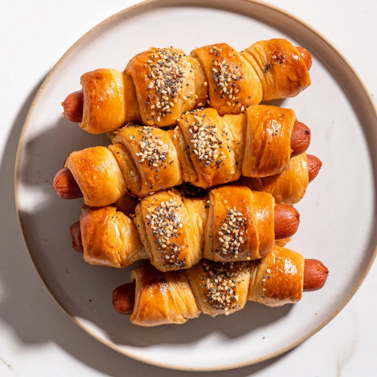 Crispy, savory Everything Bagel Pigs in a Blanket: a delicious American party snack.