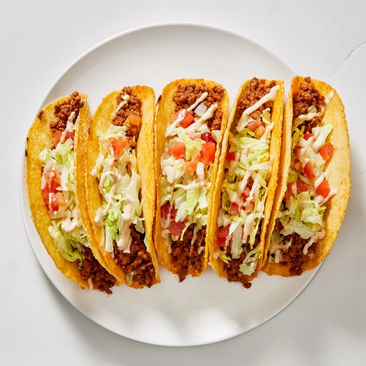 Cheesy Gordita Crunch tacos, overflowing with seasoned beef, lettuce, and a creamy sauce ready to enjoy.