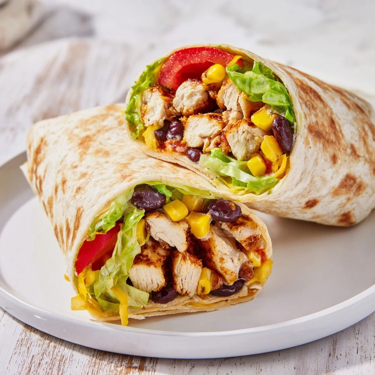 Image of a delicious Southwest Chicken Wrap, filled with savory chicken and fresh veggies.
