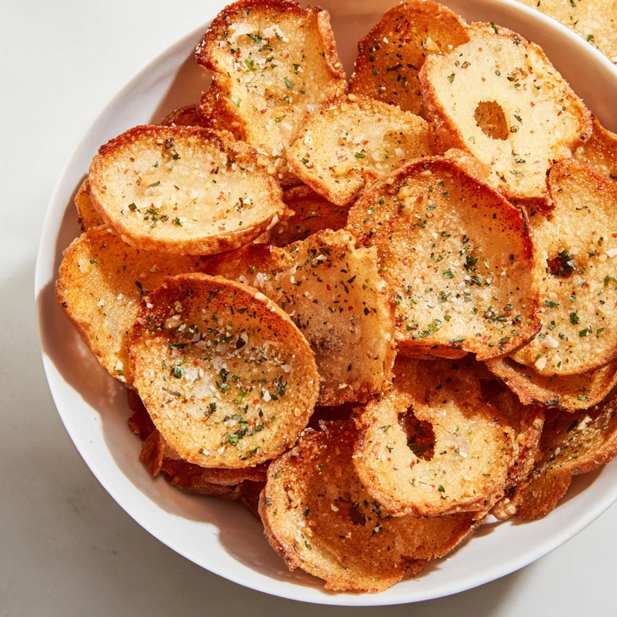 Imagine the crunch: homemade Air Fryer Bagel Chip Christmas Mix, seasoned exquisitely and ready to share!