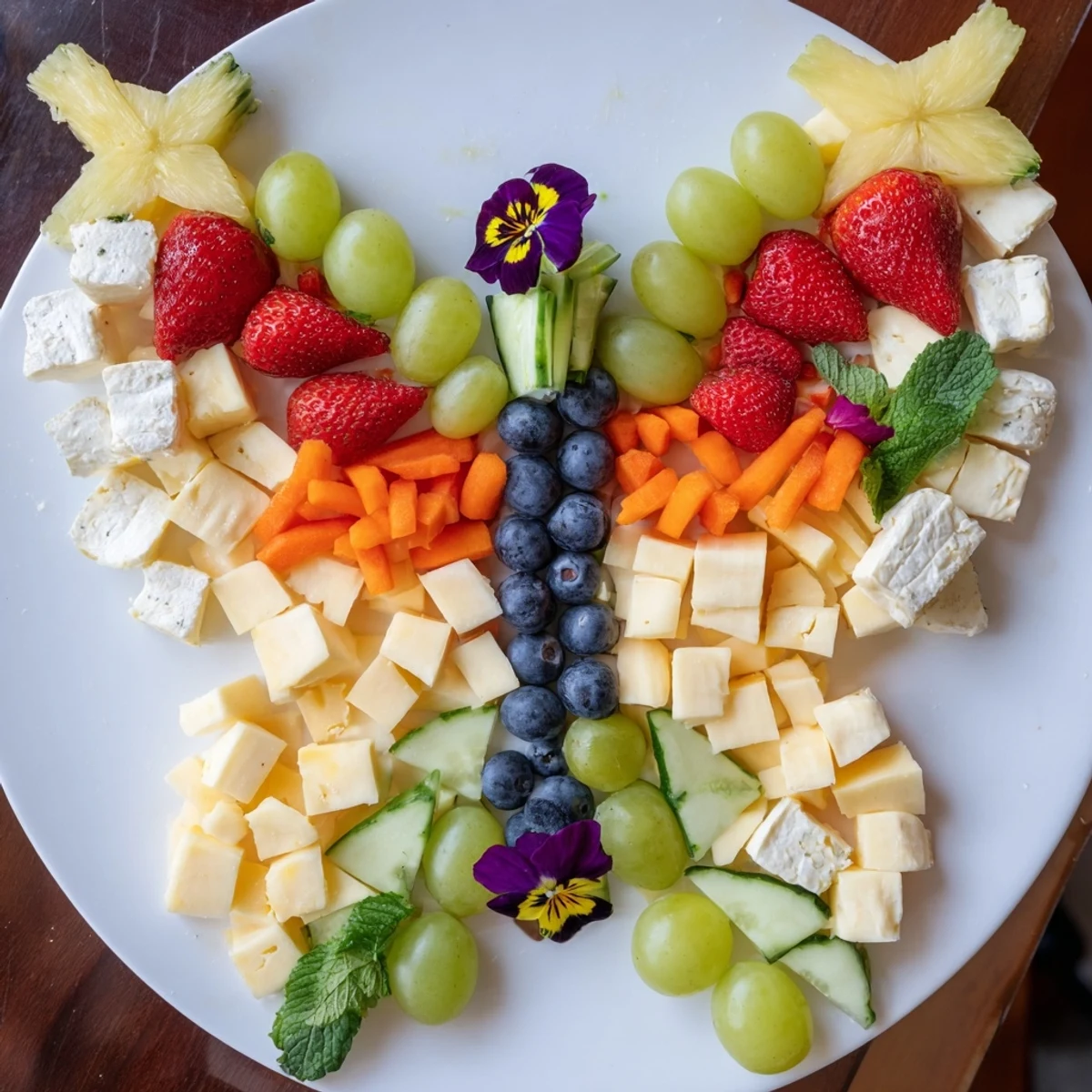 Delicious Butterfly Summer Board, a captivating appetizer with pineapple butterflies and summery flavors.