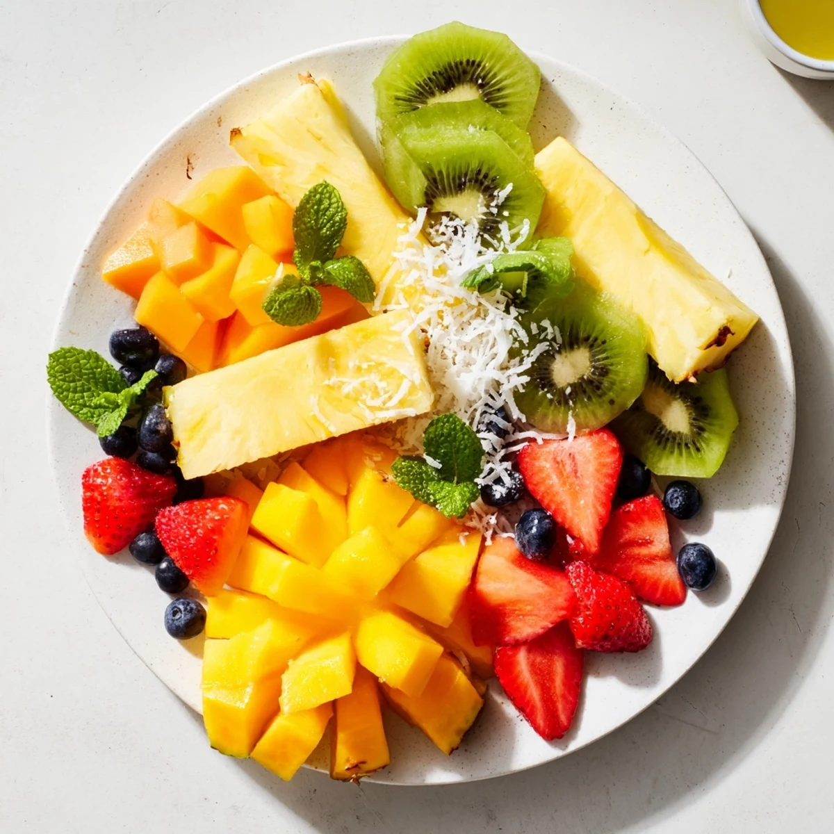 Refreshing Tropical Pineapple Platter, imagine the sweet and juicy pineapple with vibrant mango and kiwi.