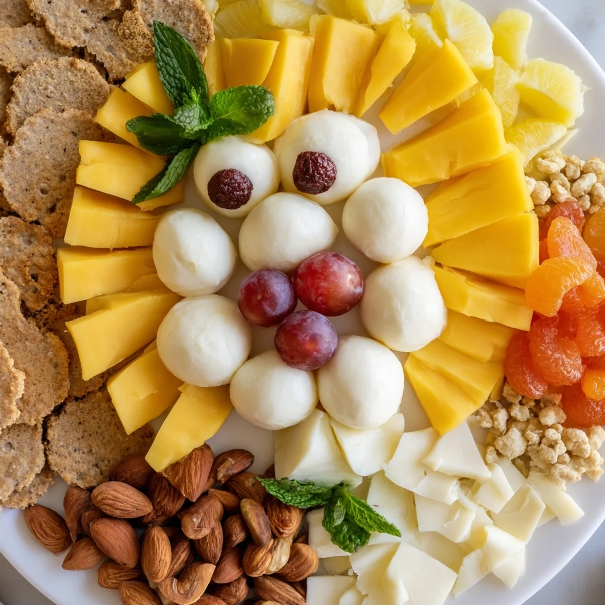 Lion King Savory Meat and Cheese Platter with vibrant fruits, perfect for a party appetizer.