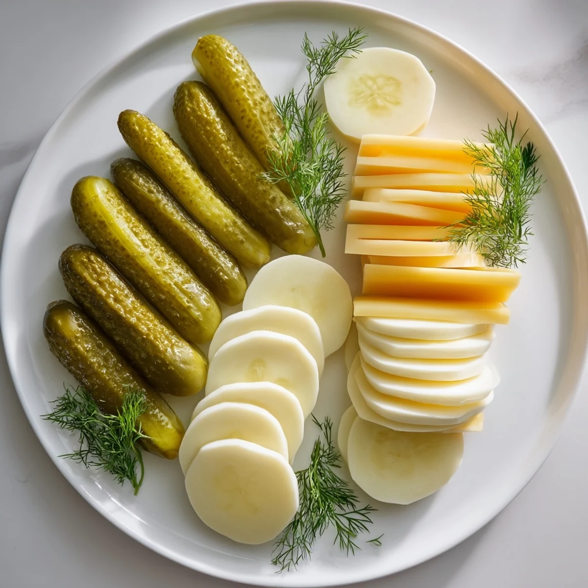 Dill Pickles and Sliced Cheese