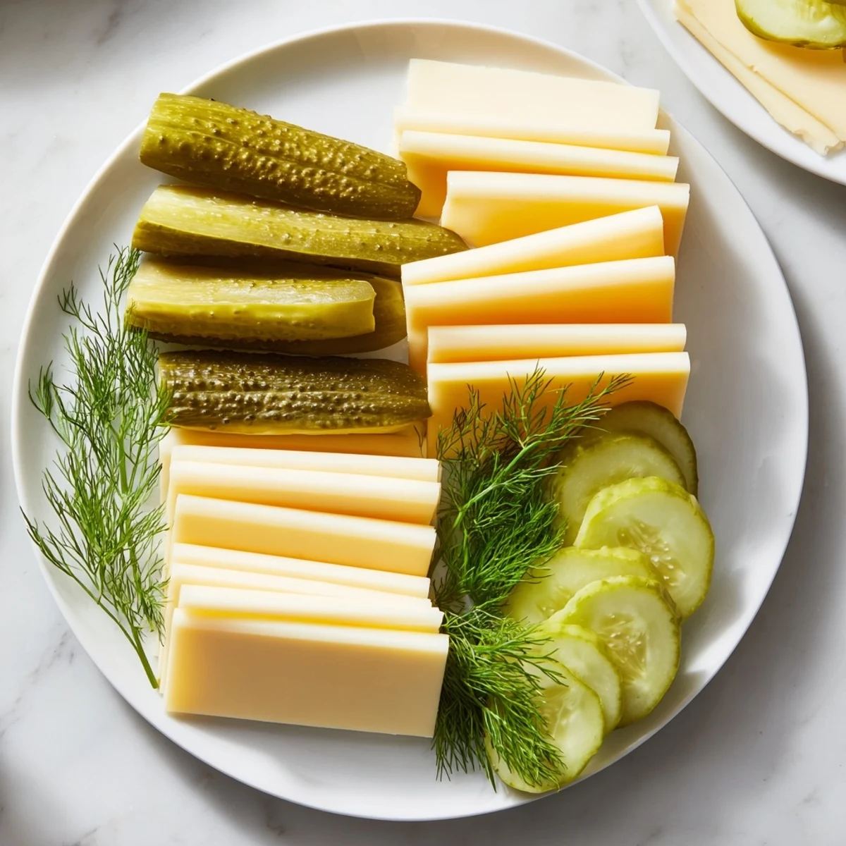 Creamy cheddar, Swiss, and Gouda with dill pickles—a simple, delicious appetizer perfect for any occasion.