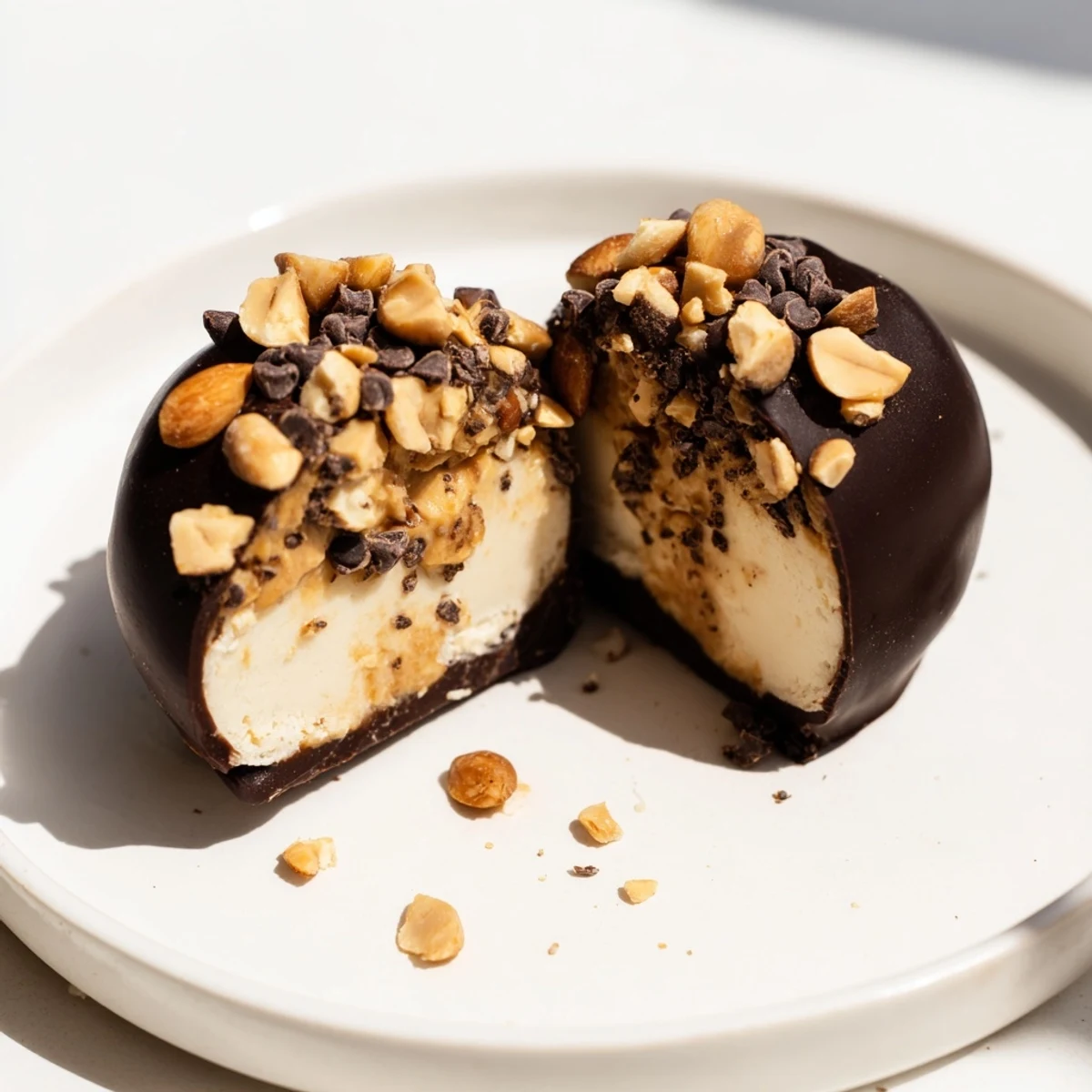 Frozen Banana Chocolate Pops, coated in rich chocolate and crunchy toppings, ready to eat.