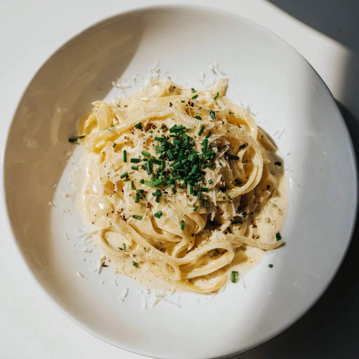 Close-up of miso butter pasta: savory, umami-rich noodles, perfect for a quick, comforting dinner.