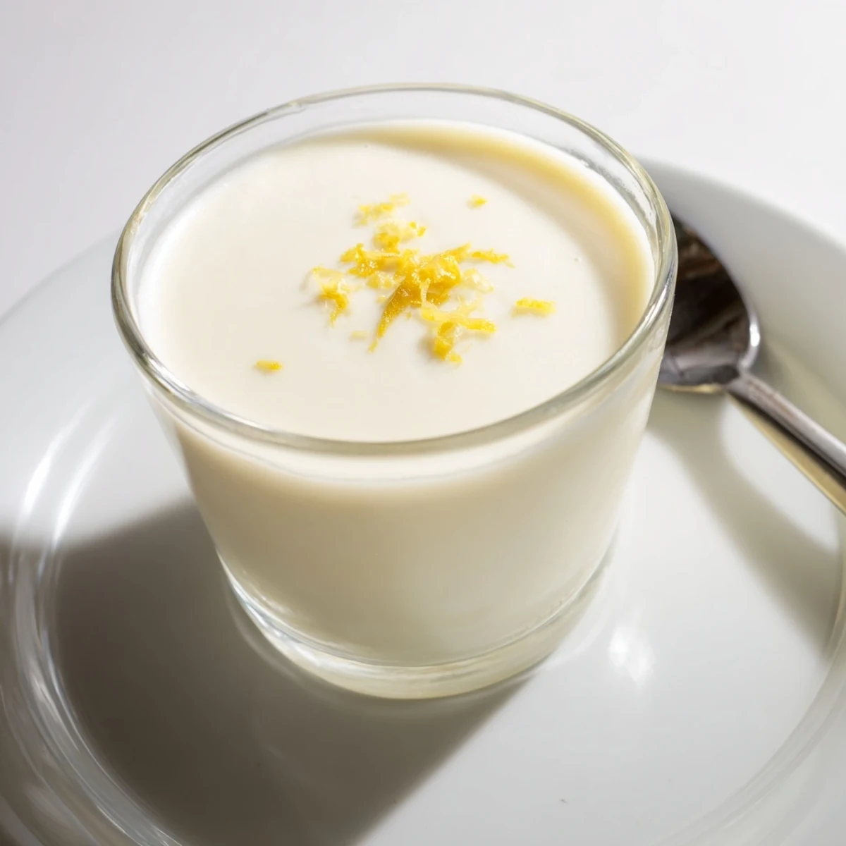 A refreshing close-up of 3-Ingredient Lemon Posset, illustrating a delightful, simple cream dessert.