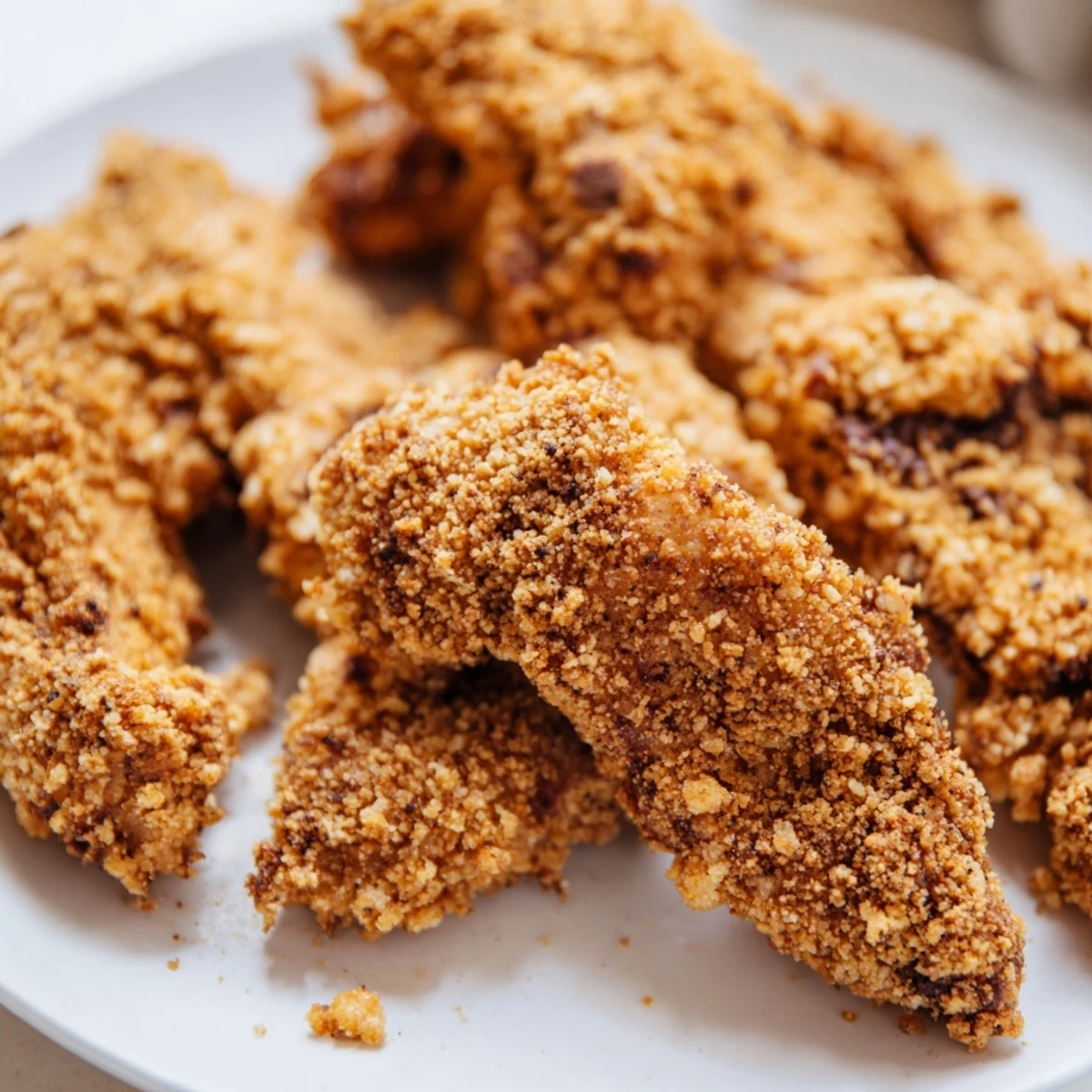 Visualize a plate piled high with sweet and savory KFC Oreo Krusher-inspired fried chicken tenders, perfectly fried.