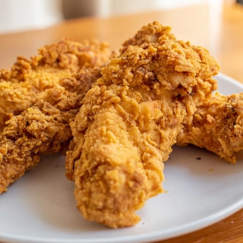 Golden-brown DIY KFC Oreo Krusher-inspired fried chicken tenders with a crispy, sweet Oreo crust.
