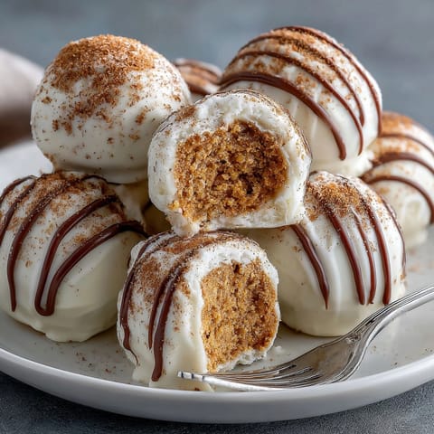 Close-up of Pumpkin Spice Latte Truffle Bites on a plate, showcasing festive fall dessert details.