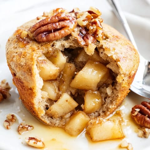 Handheld pancake muffins bursting with caramelized apple flavors and a hint of ginger.  