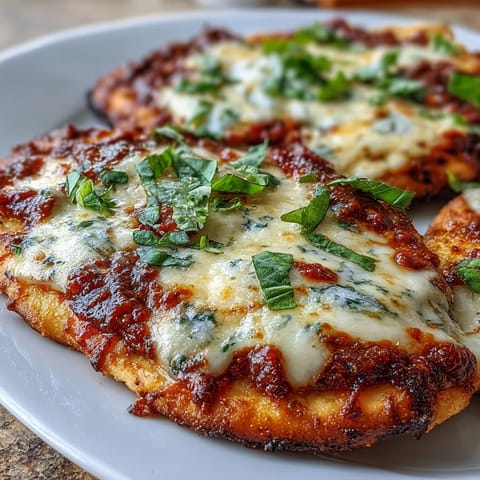 Golden-brown Garlic Naan Margherita Pizzas fresh from the oven, featuring bubbling mozzarella and vibrant green basil leaves on a rustic cutting board.