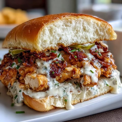 Crockpot Mississippi Chicken Sandwiches with Pickles piled high on soft buns, topped with tangy dill slices for a zesty, satisfying meal.