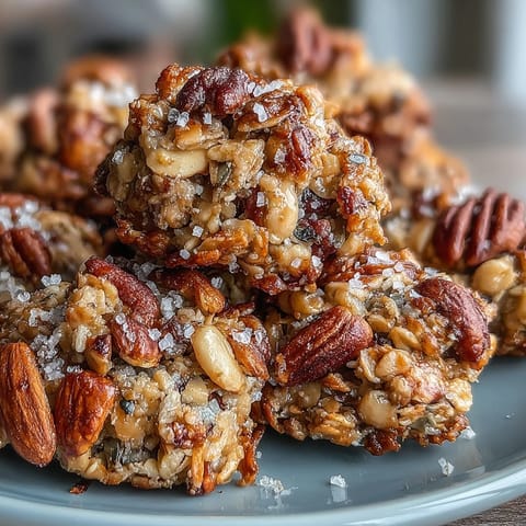Golden, crunchy homemade granola clusters with hearty oats and nuts, baked until perfectly crisp and ready for breakfast or snacking.