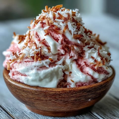 Vibrant, dairy-free watermelon coconut ice cream ready for a delicious, cool dessert.