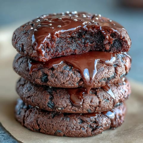 Delicious black sesame brownie cookies, baked until crackly on top, served warm.