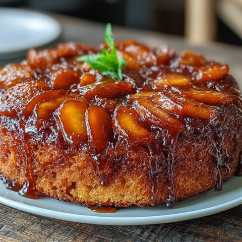Fluffy Brown Sugar Peach Upside-Down Cake, a summery dessert oozing sweetness.