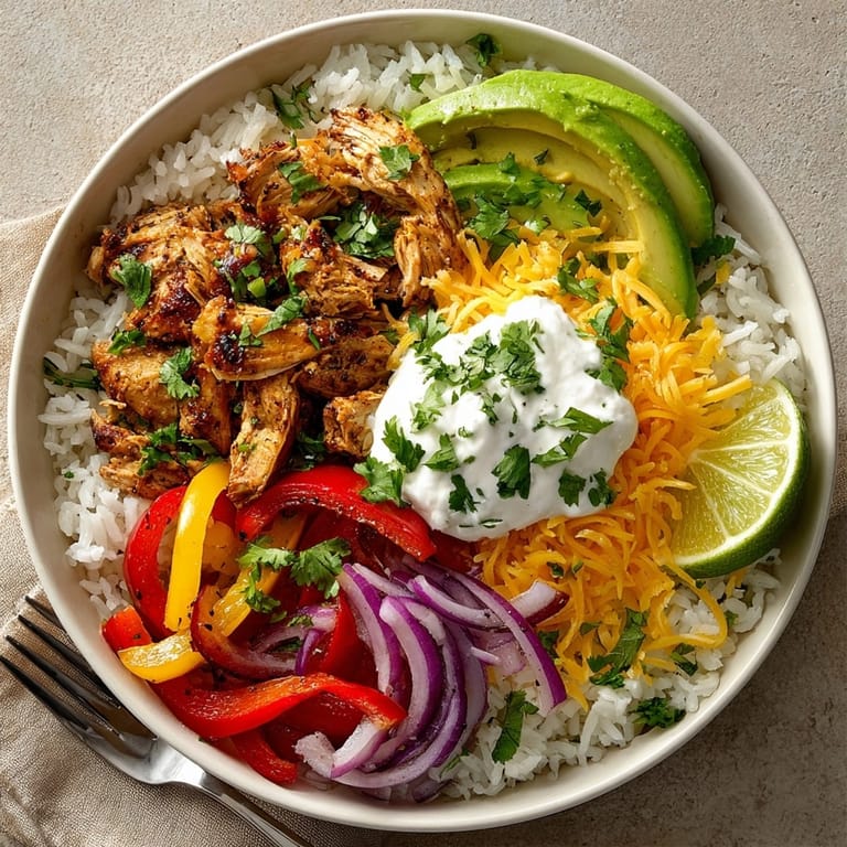Hearty Sheet Pan Fajita Bowls served hot, featuring roasted chicken and vegetables in Tex-Mex flavors.
