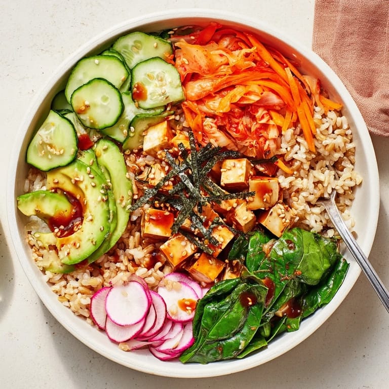 Nourishing fermented vegetable bowl topped with edamame and a flavorful sesame dressing.