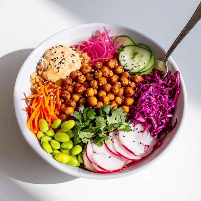 Delicious ASMR Crunch Snack Bowls layered with fresh vegetables and crunchy toppings.