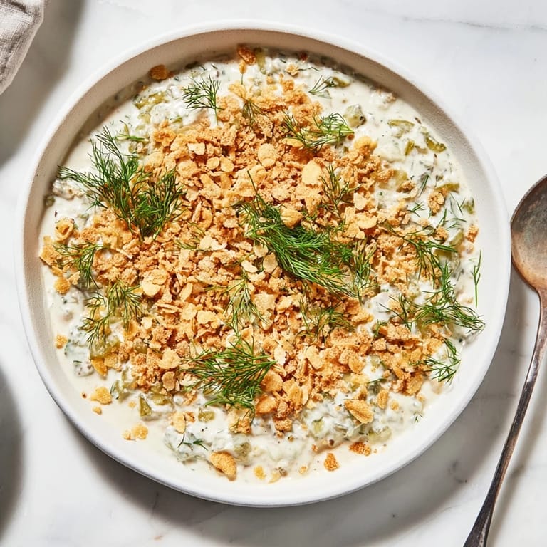 This image showcases the fresh, homemade flavor of a classic Fried Pickle Dip recipe, perfect for dipping.