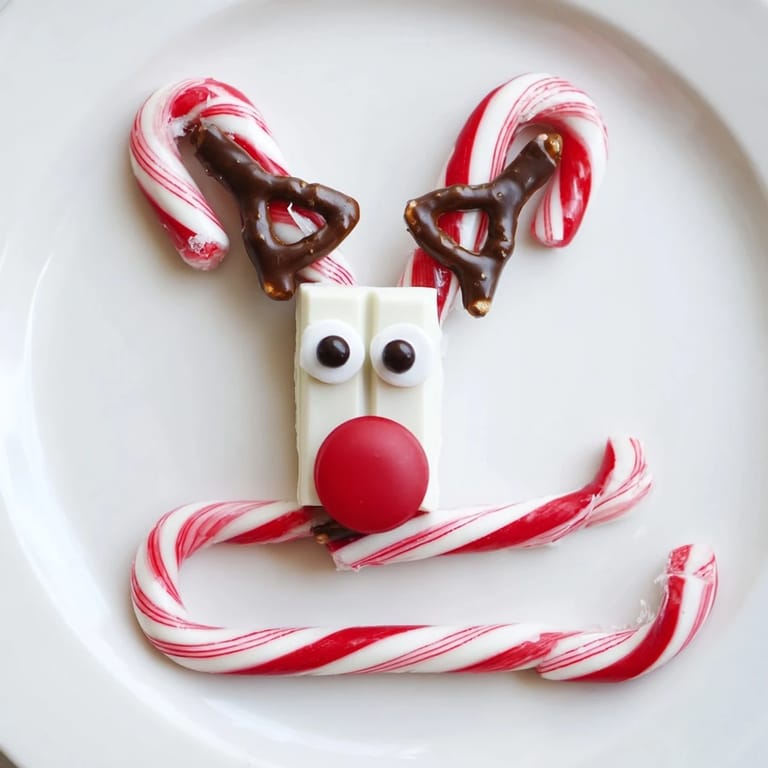 Get in the holiday spirit with these adorable Rudolph Candy Cane Sleds, complete with pretzel antlers and a red nose.