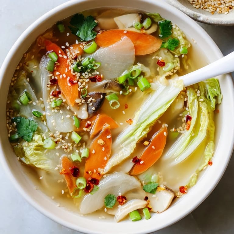 This nourishing Japanese-inspired soup features julienned carrots and a swirl of chili oil for extra warmth.