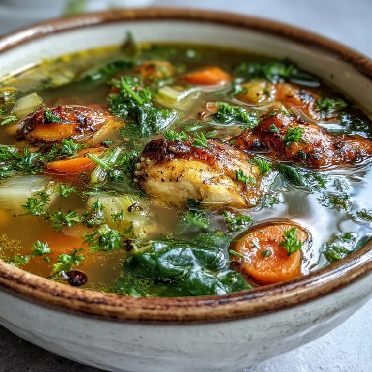 Bright and aromatic turmeric chicken soup, a warming, gluten-free bowl.