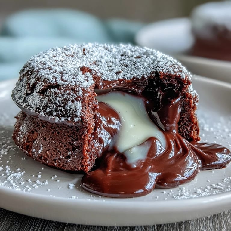 Warm Hojicha Lava Cake on a plate, ready to be served with vanilla ice cream.