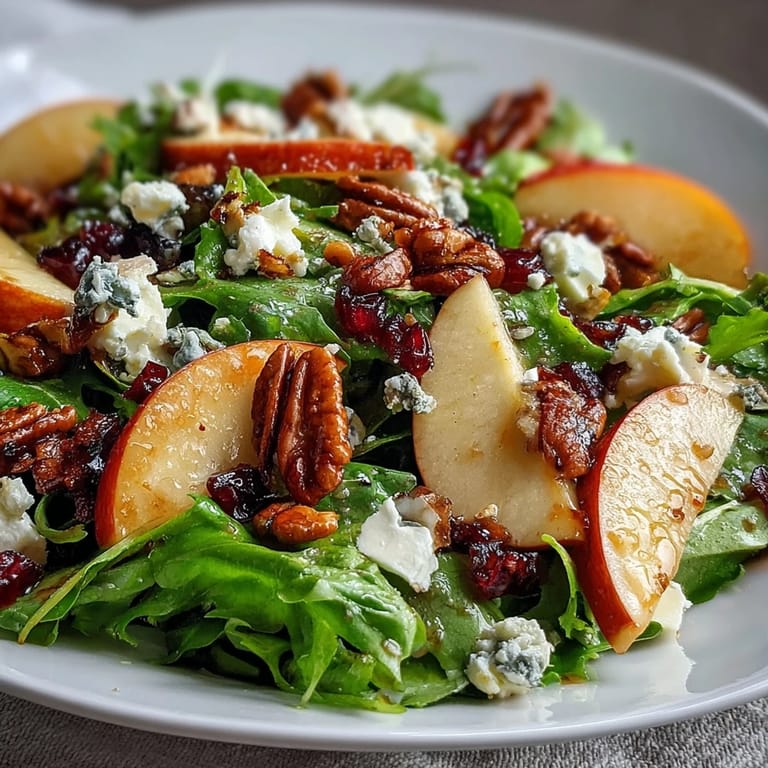 Vibrant salad with crunchy celery, juicy apples, and crumbled feta, topped with golden toasted walnuts.