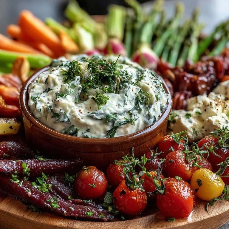 Colorful spring appetizer board with crisp radishes, sweet peas, and herb dip, garnished with microgreens for a fresh, seasonal look.